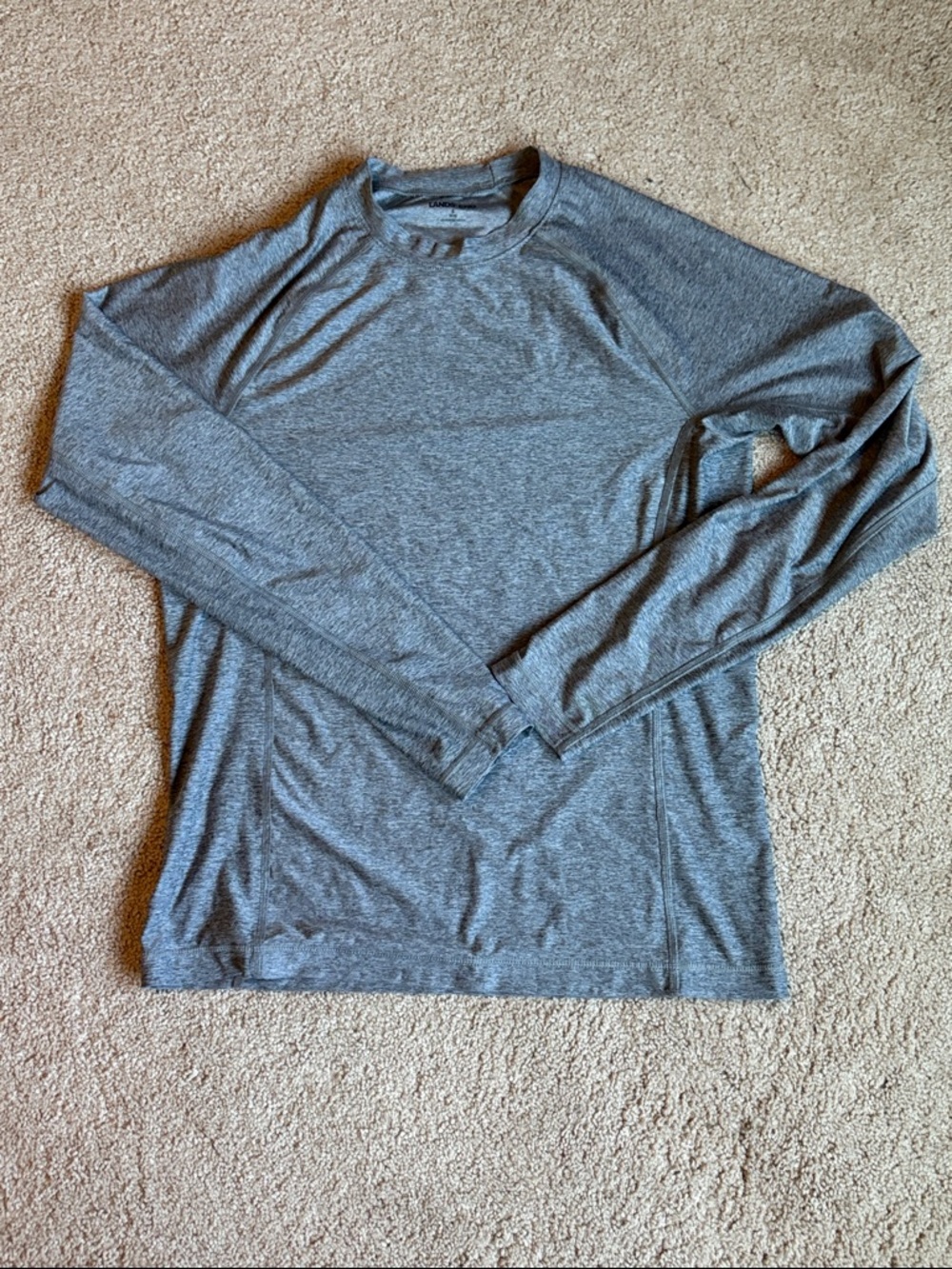 Lands' End Men's small Long-Sleeve Crew Neck rashguard - Heather Gray